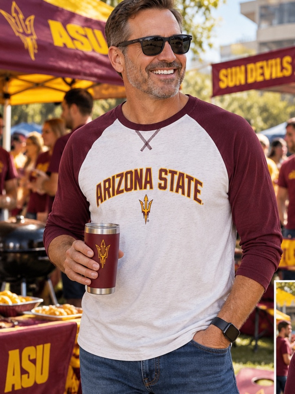 Rivalry Threads Arizona State Maroon & White Raglan Long Sleeve Tee